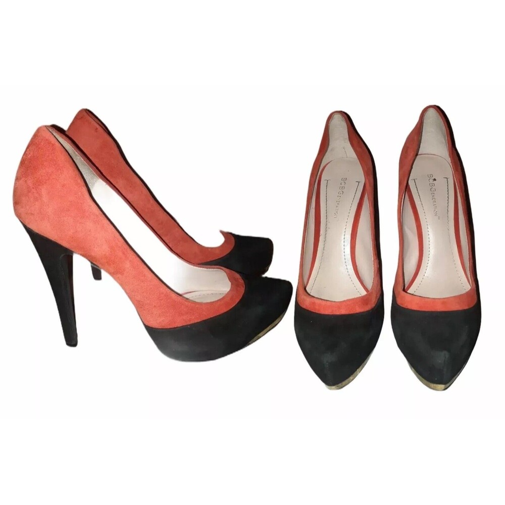 BCBGeneration  Black Orange Suede Platform high heels Size 8.5B Pandee